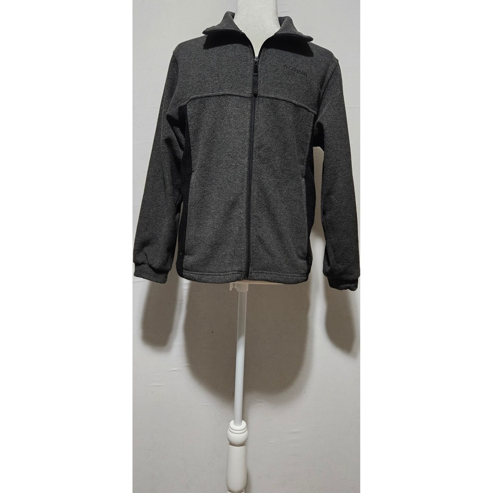 Columbia Youth 14/16 Fleece Jacket Charcoal Gray Full Zip Mock Neck Outdoor Coat